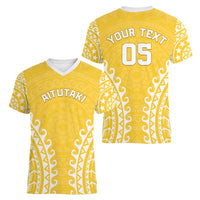 Custom Cook Islands Aitutaki Women V-Neck T-Shirt Polynesian Tribal Tattoo LT05 - Polynesian Pride