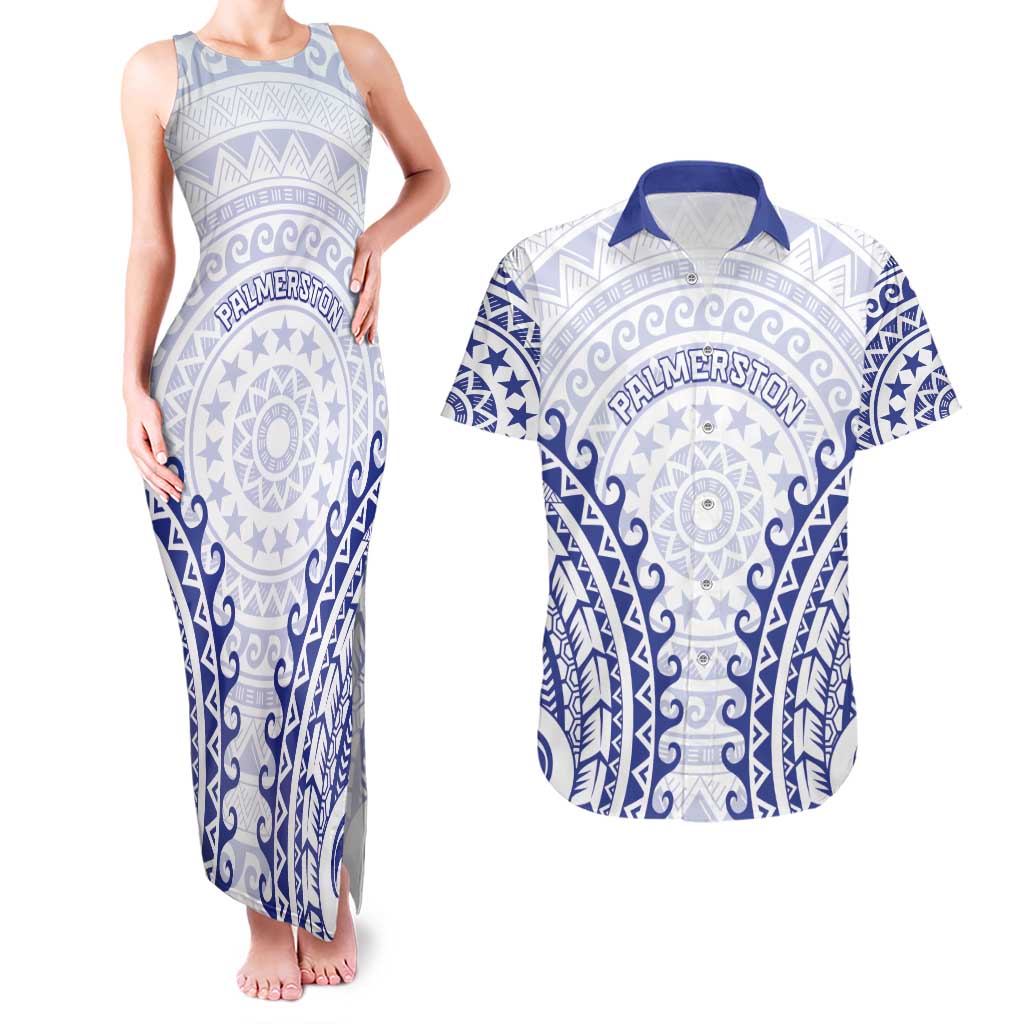 Custom Cook Islands Palmerston Couples Matching Tank Maxi Dress and Hawaiian Shirt Polynesian Tribal Tattoo