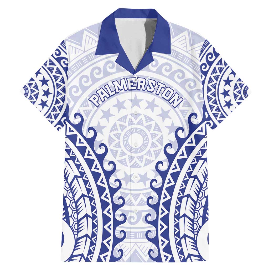 Custom Cook Islands Palmerston Family Matching Mermaid Dress and Hawaiian Shirt Polynesian Tribal Tattoo LT05 Dad's Shirt - Short Sleeve Navy - Polynesian Pride