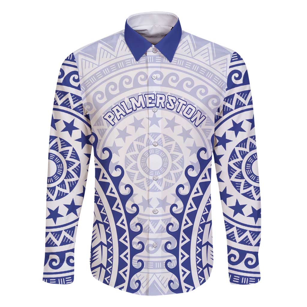 Custom Cook Islands Palmerston Family Matching Mermaid Dress and Hawaiian Shirt Polynesian Tribal Tattoo LT05 Dad's Shirt - Long Sleeve Navy - Polynesian Pride
