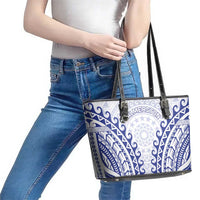 Custom Cook Islands Palmerston Leather Tote Bag Polynesian Tribal Tattoo