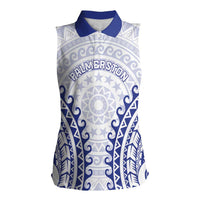 Custom Cook Islands Palmerston Women Sleeveless Polo Shirt Polynesian Tribal Tattoo LT05 Female Navy - Polynesian Pride