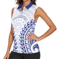 Custom Cook Islands Palmerston Women Sleeveless Polo Shirt Polynesian Tribal Tattoo LT05 - Polynesian Pride