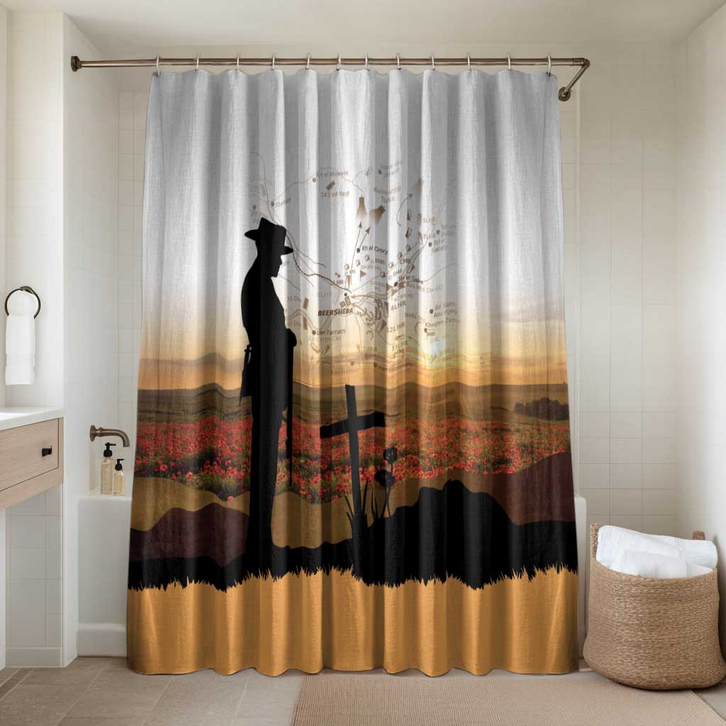 Australia And New Zealand ANZAC Day Bathroom Set Battle Of Beersheba LT05 Shower Curtain Only Beige - Polynesian Pride