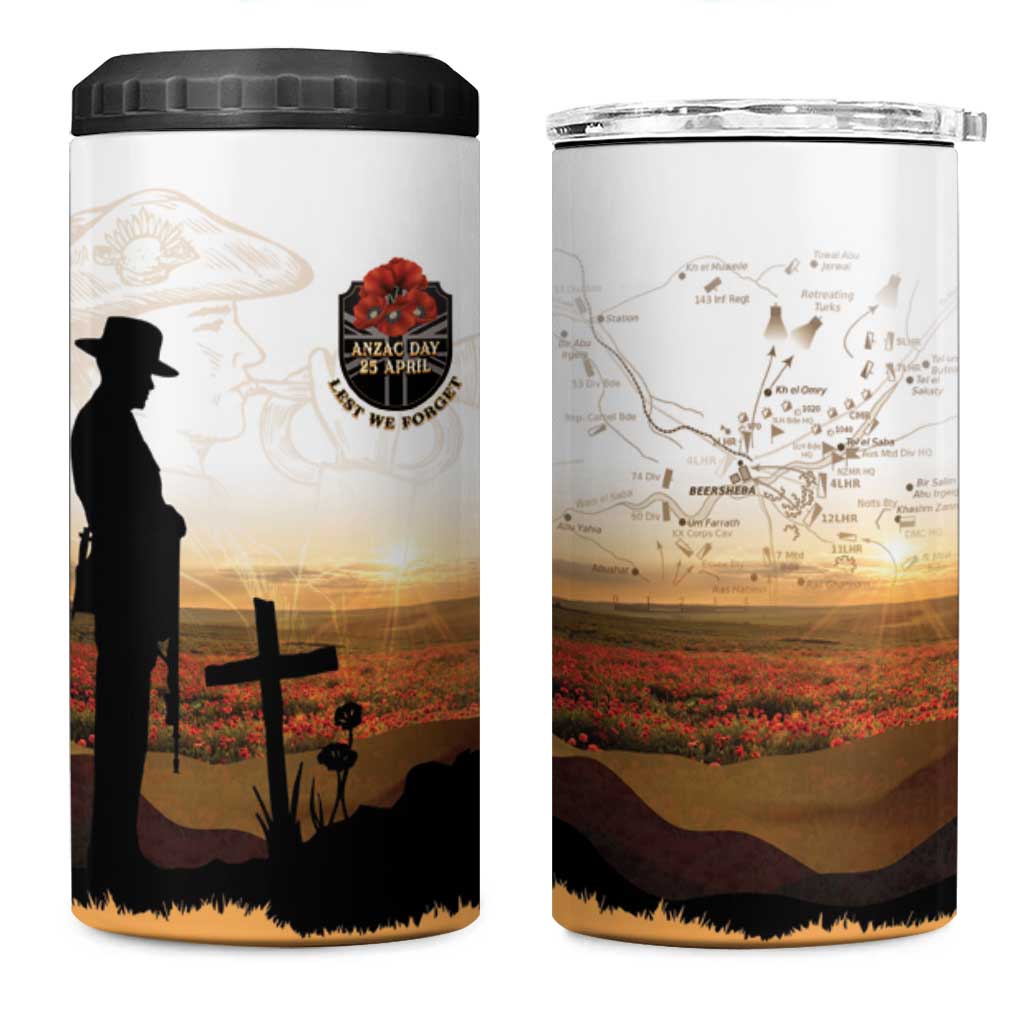Australia And New Zealand ANZAC Day 4 in 1 Can Cooler Tumbler Battle Of Beersheba LT05 One Size: 16 oz Beige - Polynesian Pride