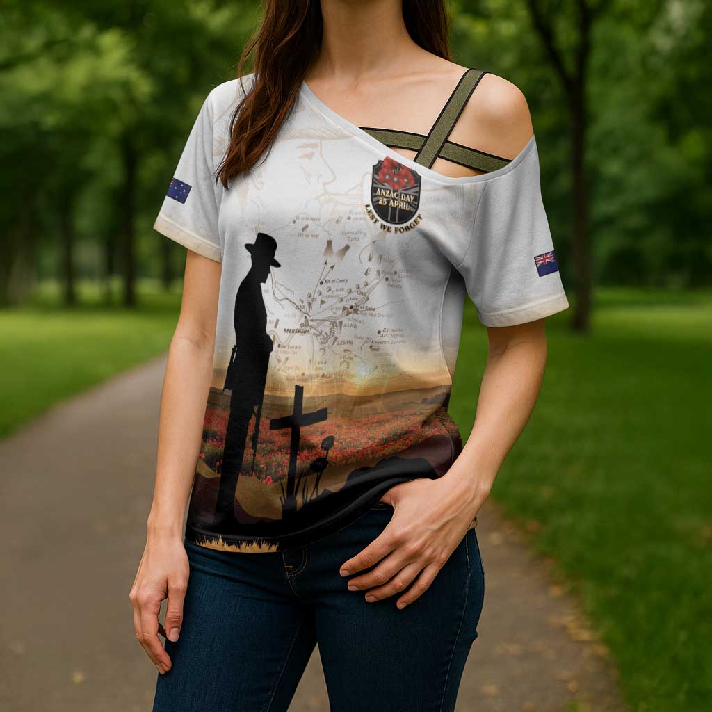 Australia And New Zealand ANZAC Day Cross Shoulder Shirt Battle Of Beersheba LT05 - Polynesian Pride