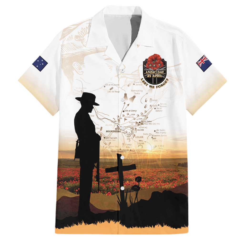 Australia And New Zealand ANZAC Day Family Matching Long Sleeve Bodycon Dress and Hawaiian Shirt Battle Of Beersheba LT05 Dad's Shirt - Short Sleeve Beige - Polynesian Pride