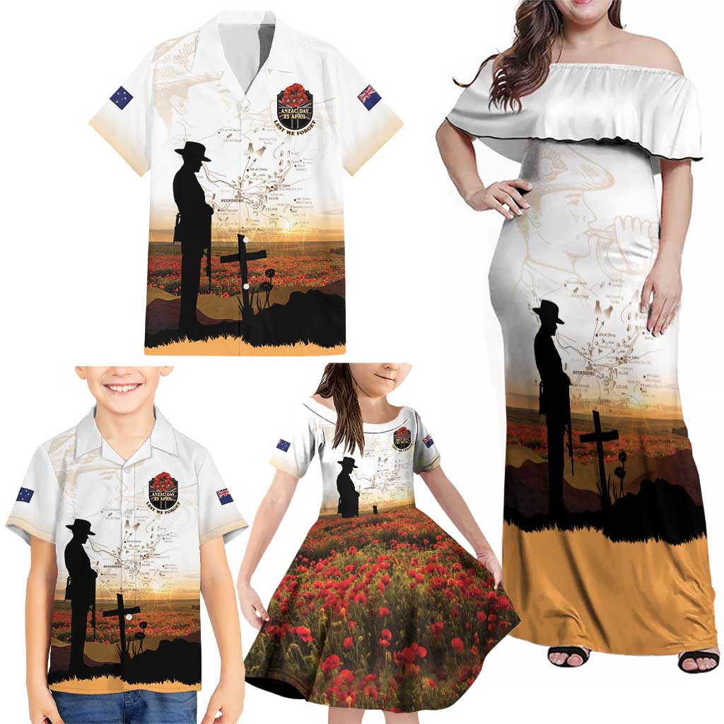 Australia And New Zealand ANZAC Day Family Matching Off Shoulder Maxi Dress and Hawaiian Shirt Battle Of Beersheba LT05 - Polynesian Pride