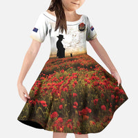 Australia And New Zealand ANZAC Day Family Matching Off Shoulder Short Dress and Hawaiian Shirt Battle Of Beersheba LT05 Daughter's Dress Beige - Polynesian Pride