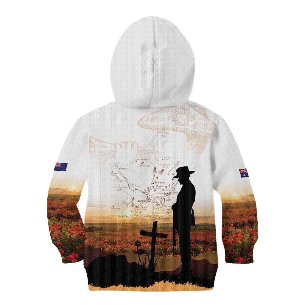 Australia And New Zealand ANZAC Day Kid Hoodie Battle Of Beersheba LT05 - Polynesian Pride