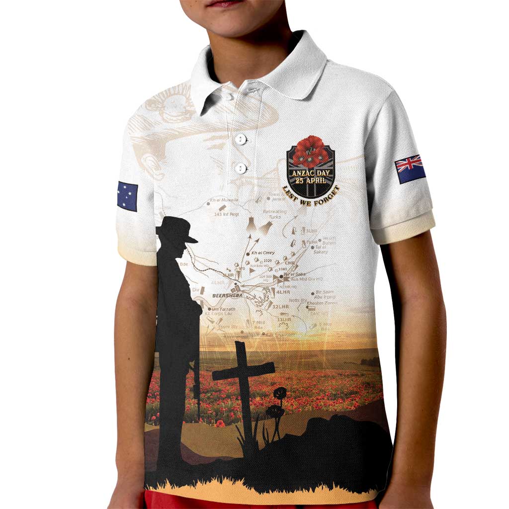 Australia And New Zealand ANZAC Day Kid Polo Shirt Battle Of Beersheba LT05 Kid Beige - Polynesian Pride