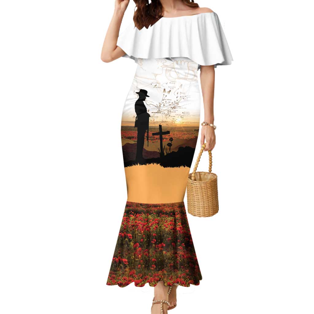 Australia And New Zealand ANZAC Day Mermaid Dress Battle Of Beersheba LT05 Women Beige - Polynesian Pride
