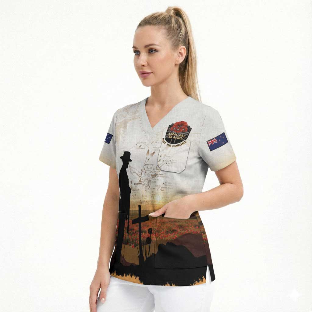 Australia And New Zealand ANZAC Day Scrub Top Battle Of Beersheba LT05 - Polynesian Pride