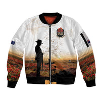 Australia And New Zealand ANZAC Day Sleeve Zip Bomber Jacket Battle Of Beersheba LT05 Unisex Beige - Polynesian Pride