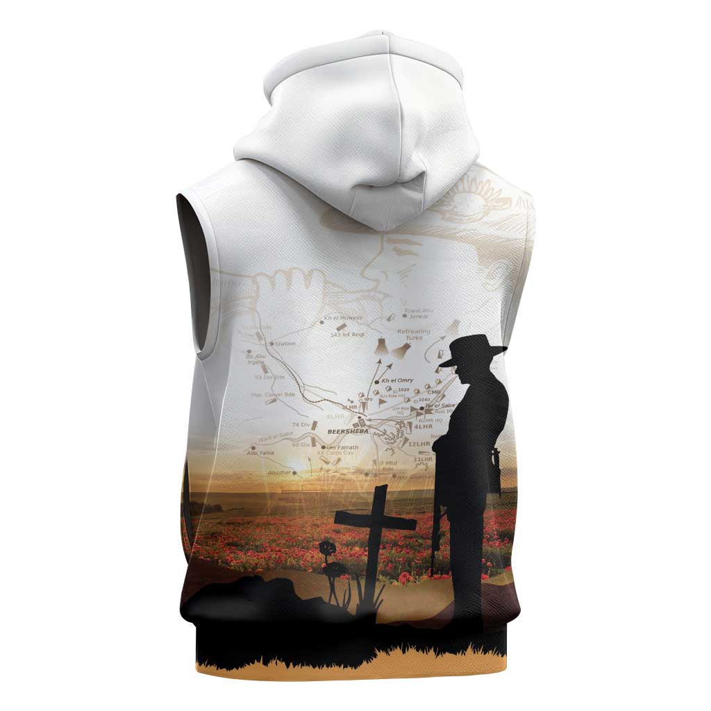 Australia And New Zealand ANZAC Day Sleeveless Hoodie Battle Of Beersheba LT05 - Polynesian Pride