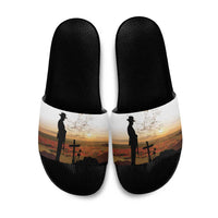 Australia And New Zealand ANZAC Day Slide Sandals Battle Of Beersheba LT05 Beige - Polynesian Pride