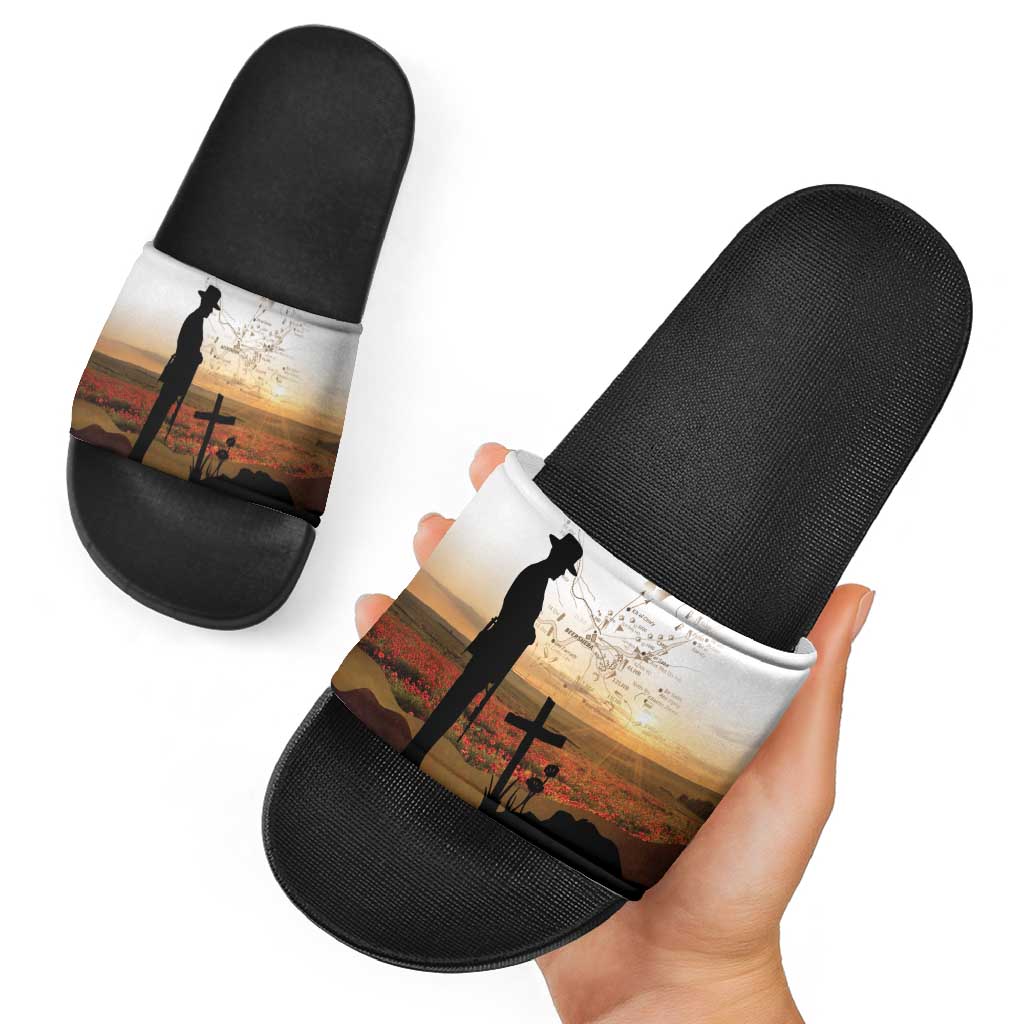 Australia And New Zealand ANZAC Day Slide Sandals Battle Of Beersheba LT05 - Polynesian Pride