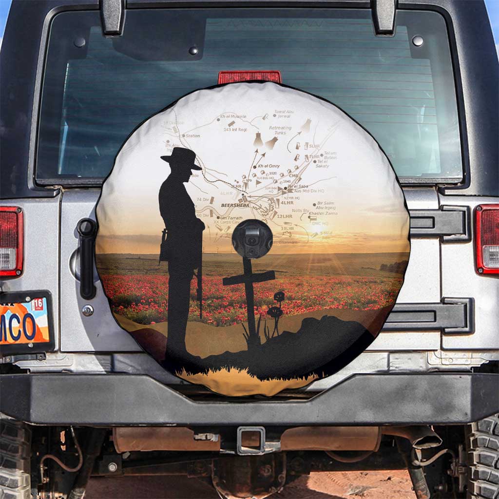 Australia And New Zealand ANZAC Day Spare Tire Cover Battle Of Beersheba LT05 Beige - Polynesian Pride