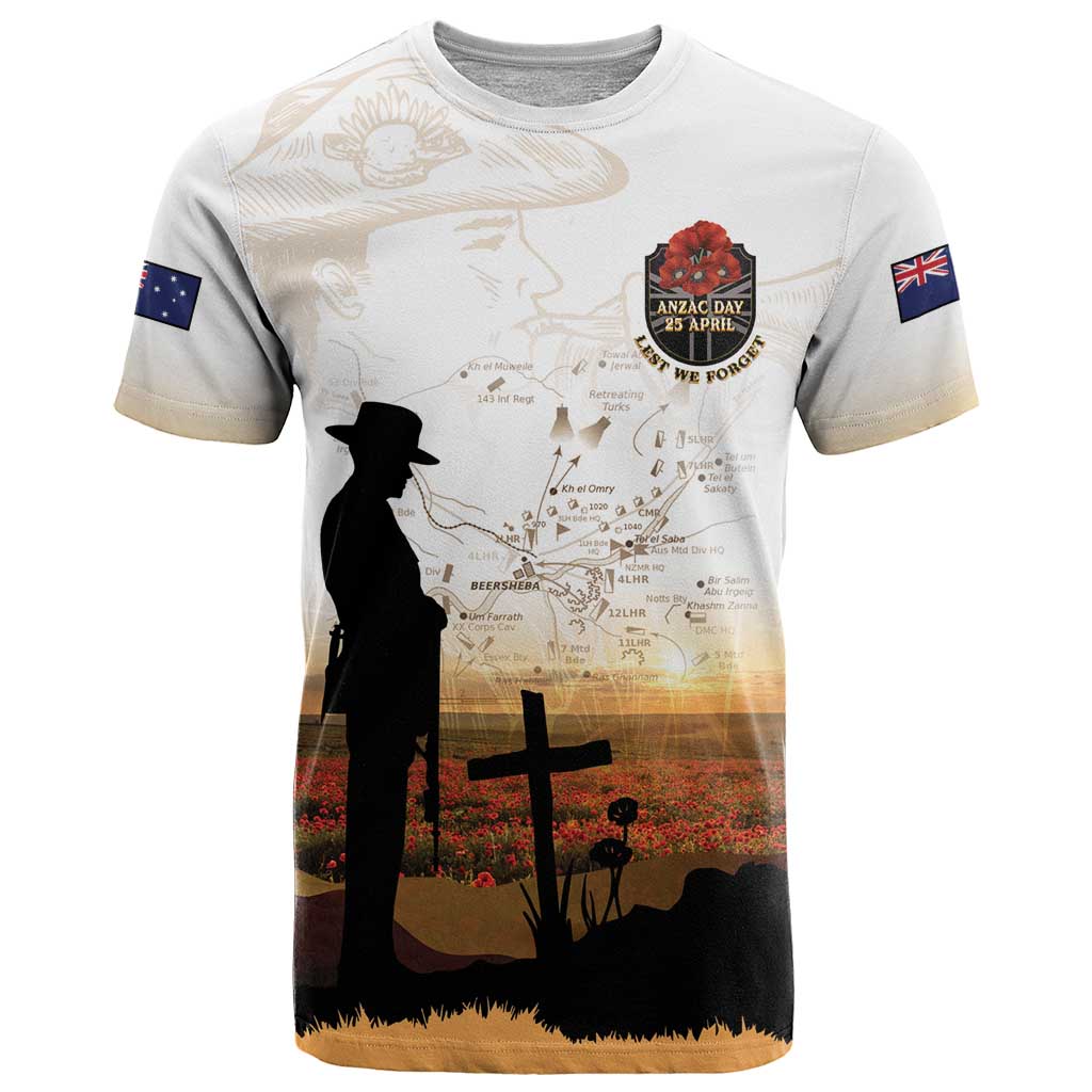 Australia And New Zealand ANZAC Day T Shirt Battle Of Beersheba LT05 Beige - Polynesian Pride