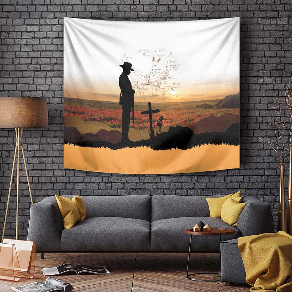 Australia And New Zealand ANZAC Day Tapestry Battle Of Beersheba LT05 Beige - Polynesian Pride