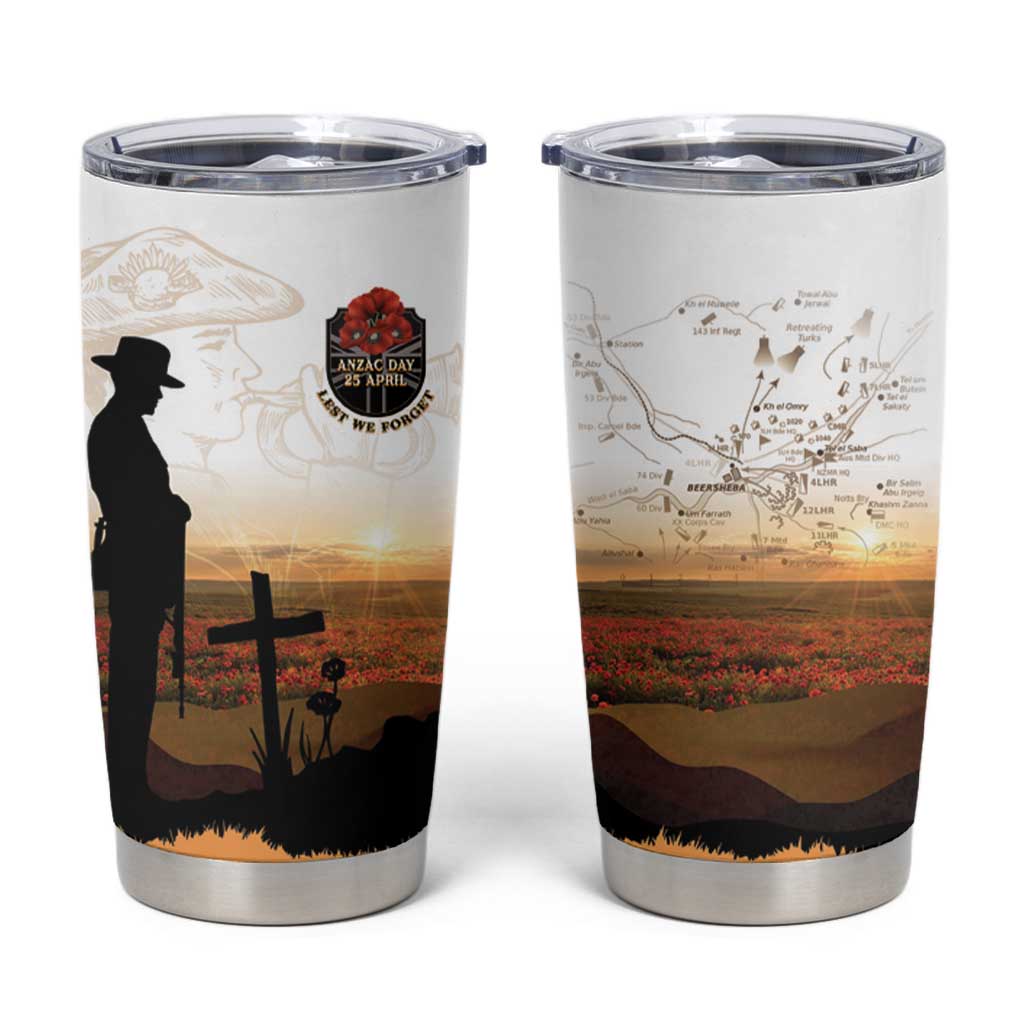 Australia And New Zealand ANZAC Day Tumbler Cup Battle Of Beersheba LT05 Beige - Polynesian Pride