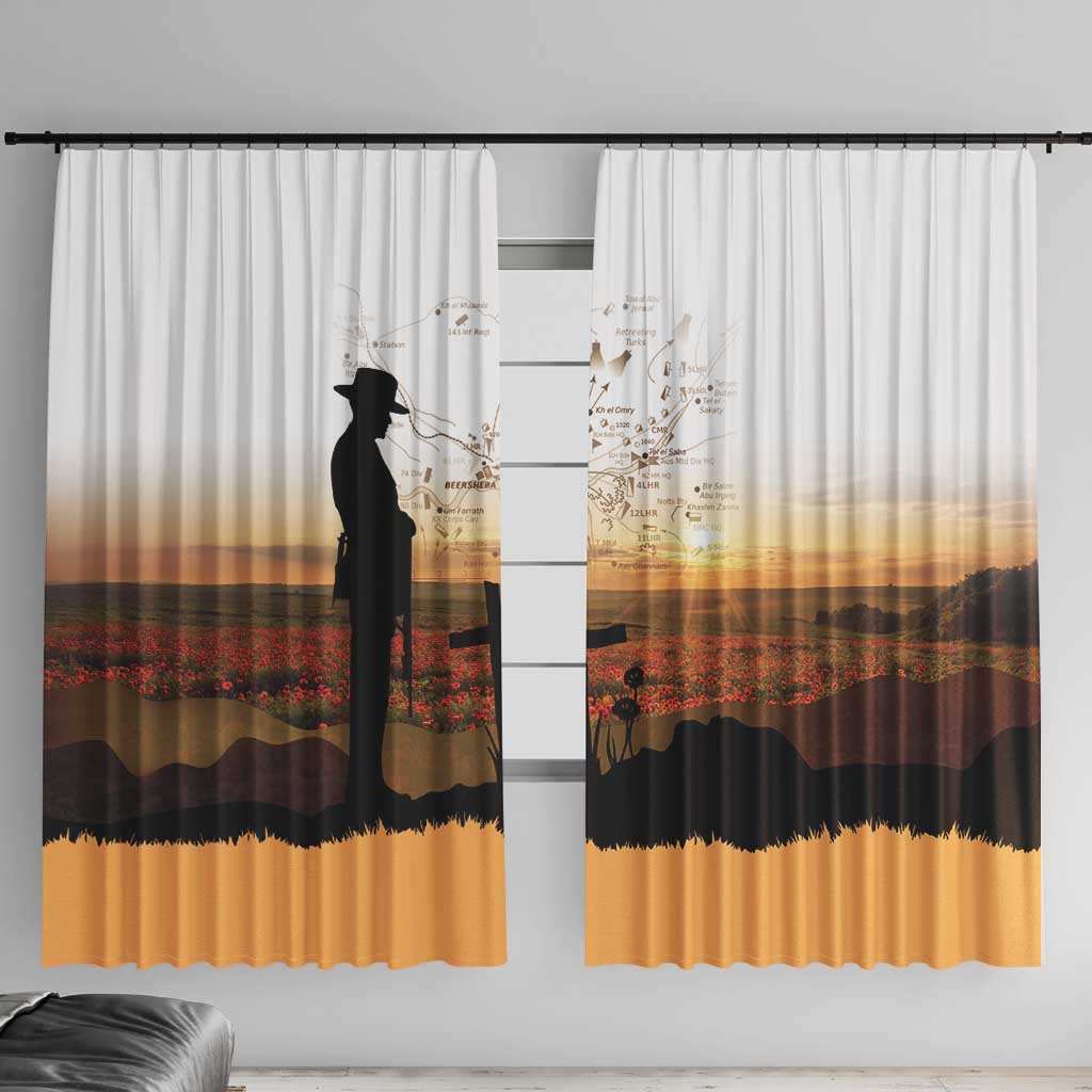 Australia And New Zealand ANZAC Day Window Curtain Battle Of Beersheba LT05 With Hooks Beige - Polynesian Pride