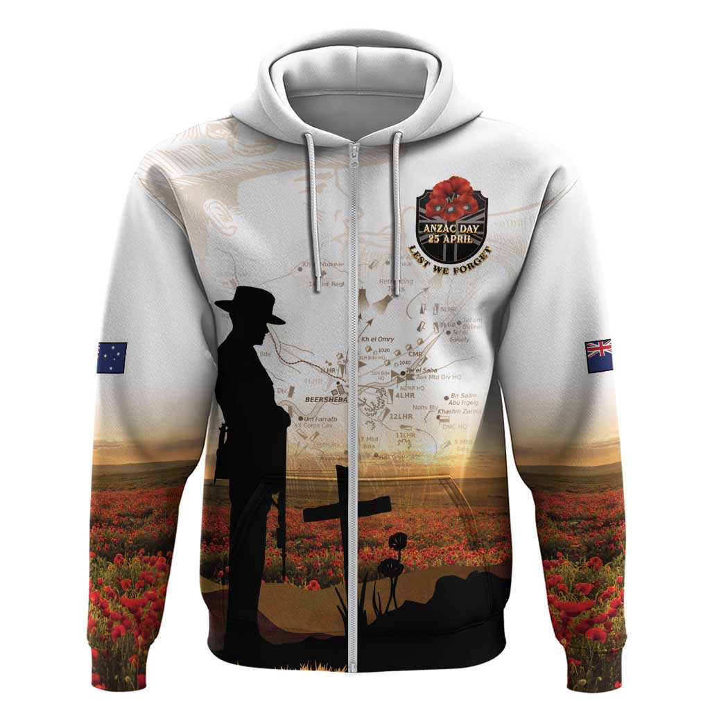 Australia And New Zealand ANZAC Day Zip Hoodie Battle Of Beersheba LT05 Zip Hoodie Beige - Polynesian Pride