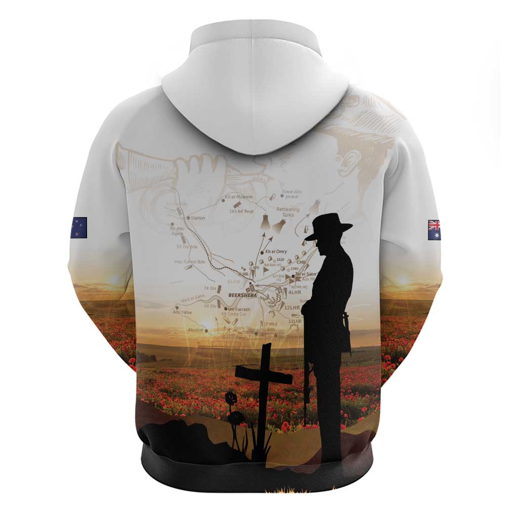 Australia And New Zealand ANZAC Day Zip Hoodie Battle Of Beersheba LT05 - Polynesian Pride