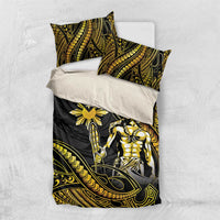 Filipinos Lapu Lapu Hero Bedding Set Gold Polynesian Tribal Tattoo LT05 US Twin 172cm x 218cm Gold - Polynesian Pride