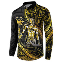Filipinos Lapu Lapu Hero Button Sweatshirt Gold Polynesian Tribal Tattoo