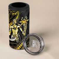 Filipinos Lapu Lapu Hero 4 in 1 Can Cooler Tumbler Gold Polynesian Tribal Tattoo LT05 - Polynesian Pride