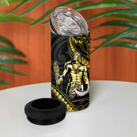 Filipinos Lapu Lapu Hero 4 in 1 Can Cooler Tumbler Gold Polynesian Tribal Tattoo LT05 - Polynesian Pride