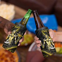 Filipinos Lapu Lapu Hero 4 in 1 Can Cooler Tumbler Gold Polynesian Tribal Tattoo LT05 - Polynesian Pride