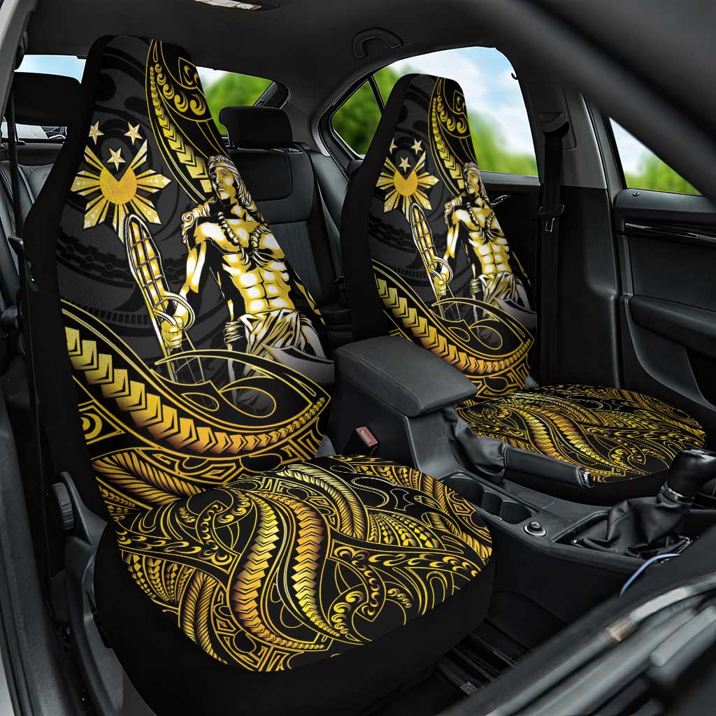 Filipinos Lapu Lapu Hero Car Seat Cover Gold Polynesian Tribal Tattoo LT05 One Size Gold - Polynesian Pride