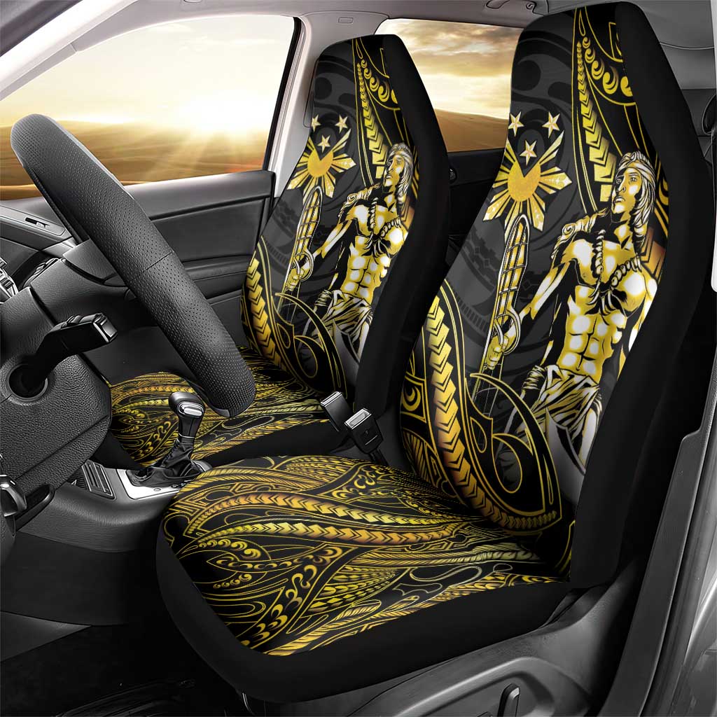 Filipinos Lapu Lapu Hero Car Seat Cover Gold Polynesian Tribal Tattoo LT05 - Polynesian Pride
