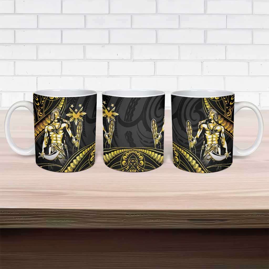 Filipinos Lapu Lapu Hero Ceramic Mug Gold Polynesian Tribal Tattoo