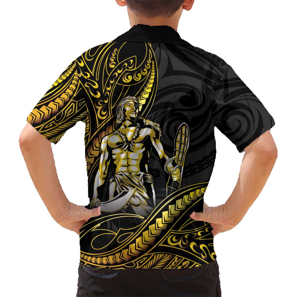 Filipinos Lapu Lapu Hero Family Matching Long Sleeve Bodycon Dress and Hawaiian Shirt Gold Polynesian Tribal Tattoo LT05 - Polynesian Pride