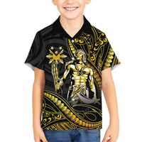 Filipinos Lapu Lapu Hero Family Matching Mermaid Dress and Hawaiian Shirt Gold Polynesian Tribal Tattoo LT05 Son's Shirt Gold - Polynesian Pride