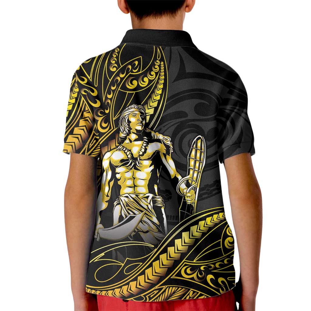 Filipinos Lapu Lapu Hero Kid Polo Shirt Gold Polynesian Tribal Tattoo LT05 - Polynesian Pride