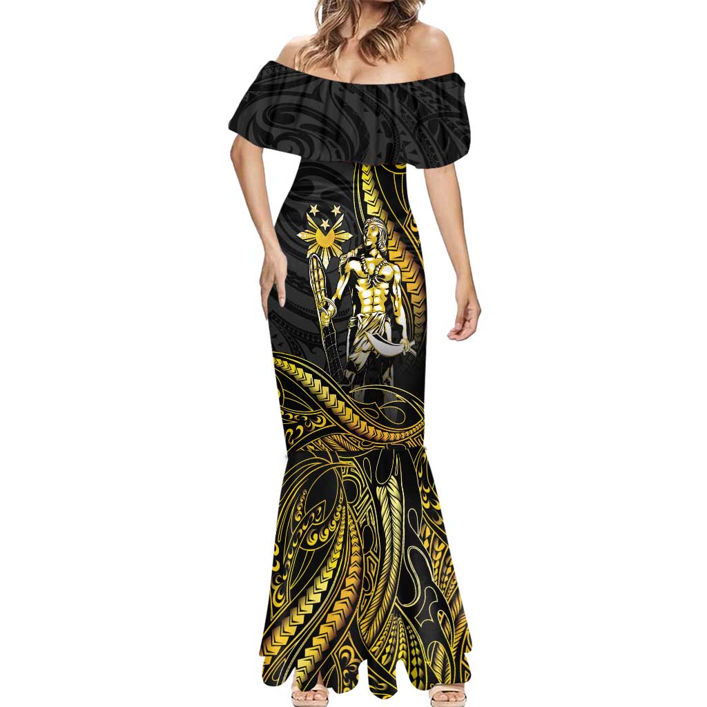 Filipinos Lapu Lapu Hero Mermaid Dress Gold Polynesian Tribal Tattoo LT05 - Polynesian Pride