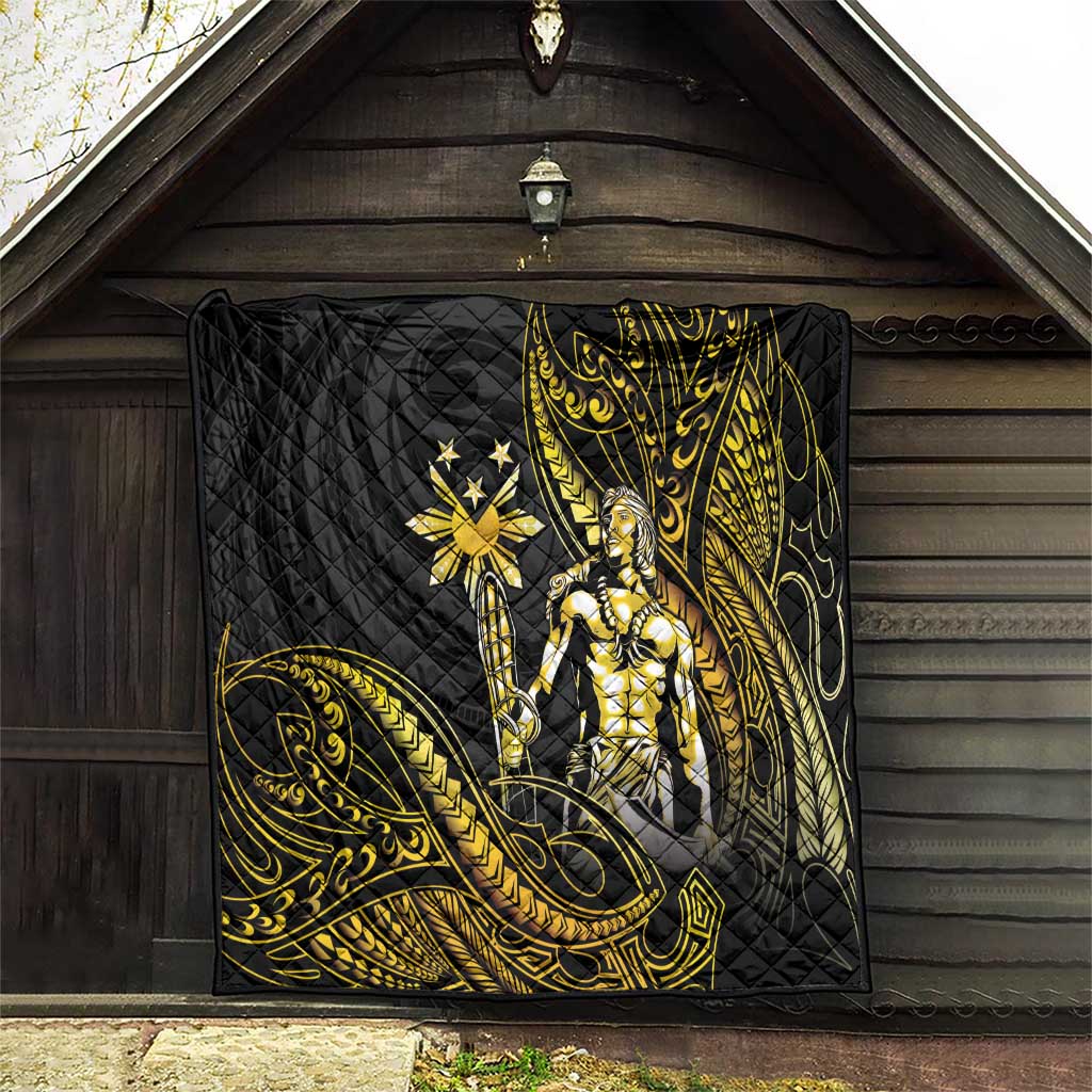 Filipinos Lapu Lapu Hero Quilt Gold Polynesian Tribal Tattoo