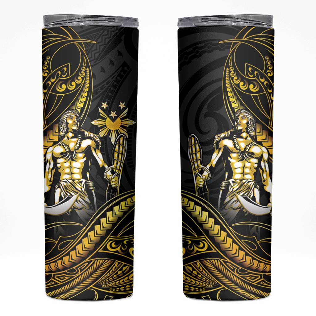 Filipinos Lapu Lapu Hero Skinny Tumbler Gold Polynesian Tribal Tattoo LT05 Gold - Polynesian Pride