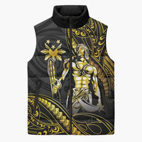 Filipinos Lapu Lapu Hero Sleeveless Puffer Jacket Gold Polynesian Tribal Tattoo LT05 Unisex Gold - Polynesian Pride
