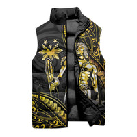Filipinos Lapu Lapu Hero Sleeveless Puffer Jacket Gold Polynesian Tribal Tattoo LT05 - Polynesian Pride