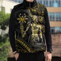 Filipinos Lapu Lapu Hero Sleeveless Puffer Jacket Gold Polynesian Tribal Tattoo LT05 - Polynesian Pride