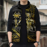 Filipinos Lapu Lapu Hero Sleeveless Puffer Jacket Gold Polynesian Tribal Tattoo LT05 - Polynesian Pride