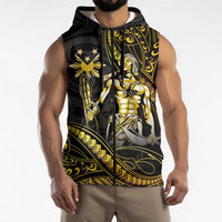 Filipinos Lapu Lapu Hero Sleeveless Zip Hoodie Gold Polynesian Tribal Tattoo LT05 - Polynesian Pride