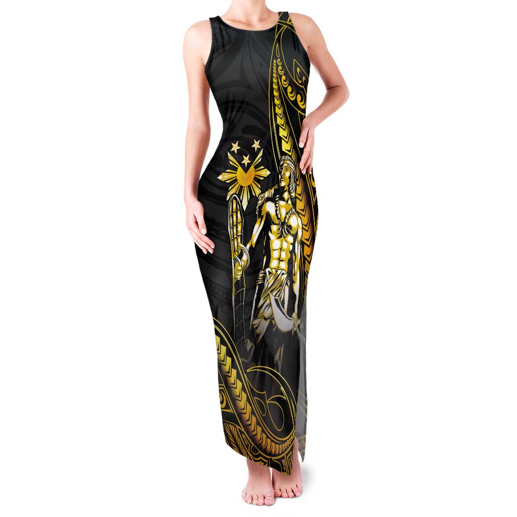 Filipinos Lapu Lapu Hero Tank Maxi Dress Gold Polynesian Tribal Tattoo