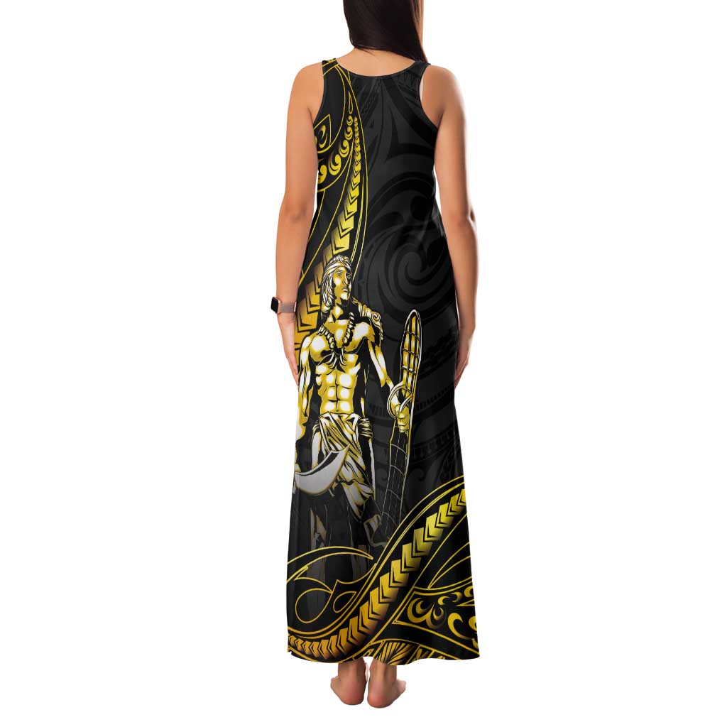 Filipinos Lapu Lapu Hero Tank Maxi Dress Gold Polynesian Tribal Tattoo LT05 - Polynesian Pride
