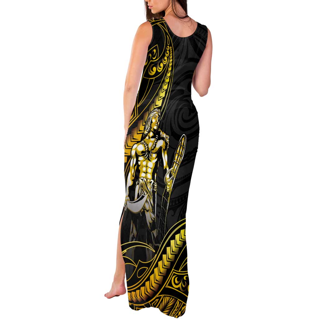 Filipinos Lapu Lapu Hero Tank Maxi Dress Gold Polynesian Tribal Tattoo LT05 - Polynesian Pride